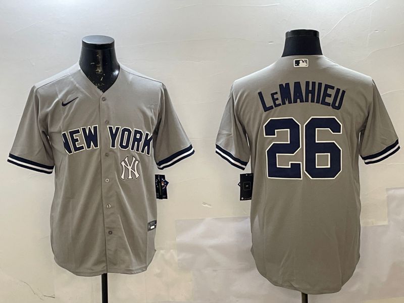 Men New York Yankees 26 Lemahieu Grey Game 2025 Nike MLB Jersey style 4
